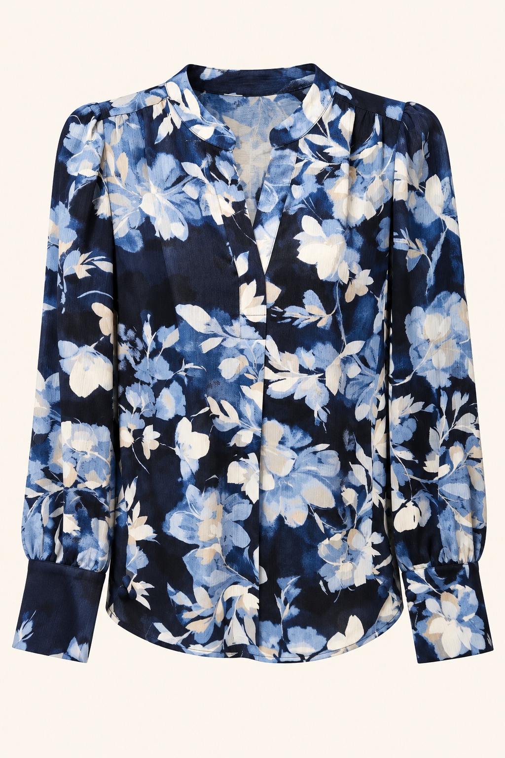 Blusa floral con cuello mao