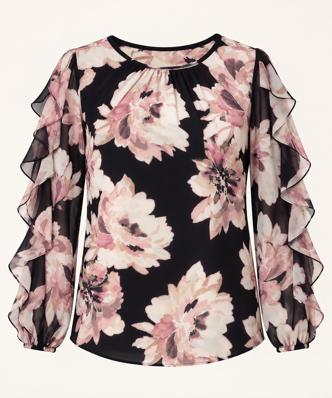 Blusa floral con volantes en las mangas