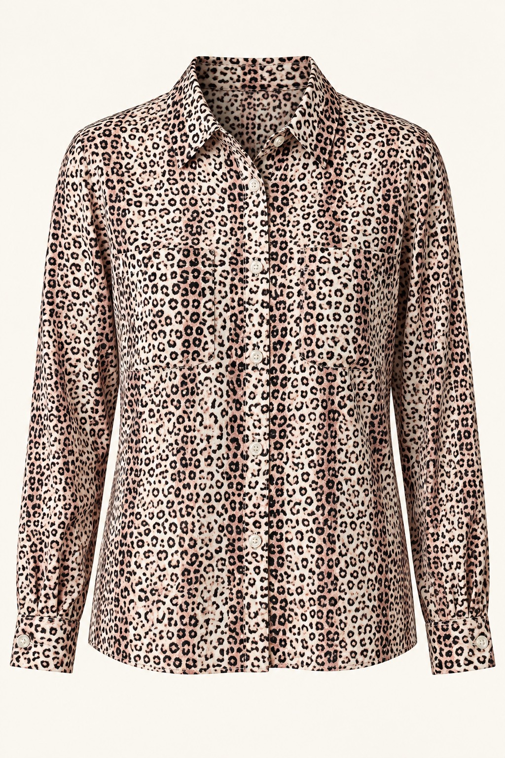 Camisa marfil de leopardo con bolsillos