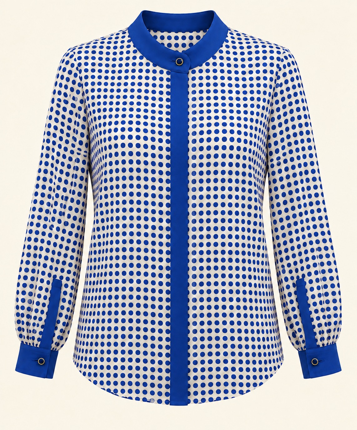 Camisa marfil de lunares azules