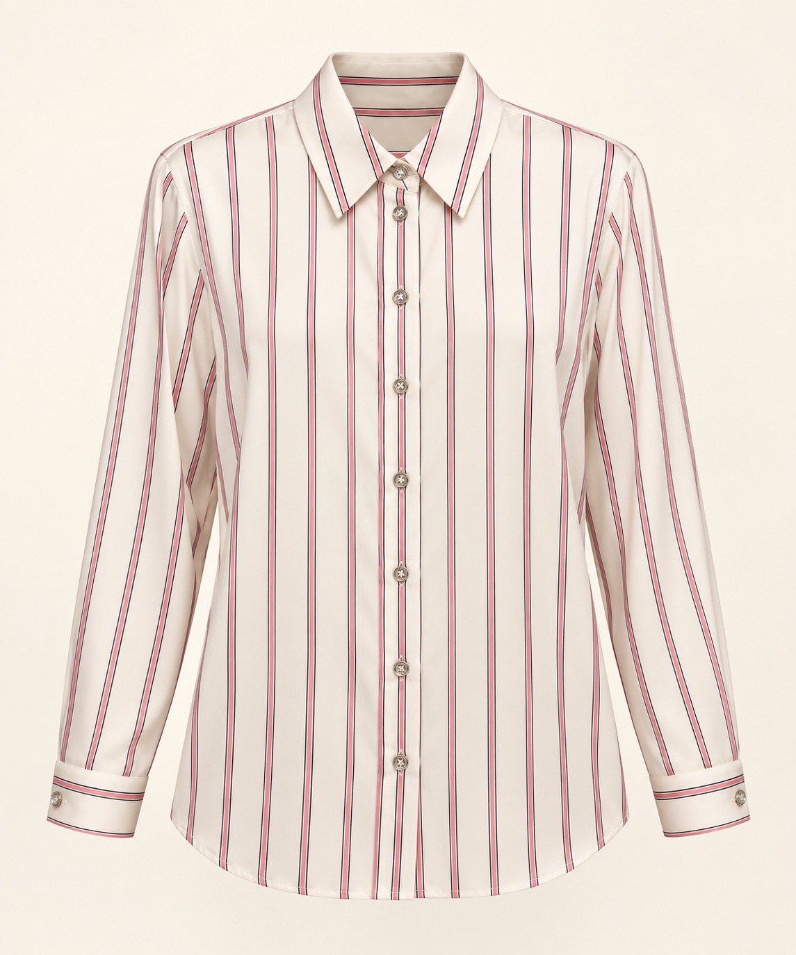 Blusa marfil de rayas rosa