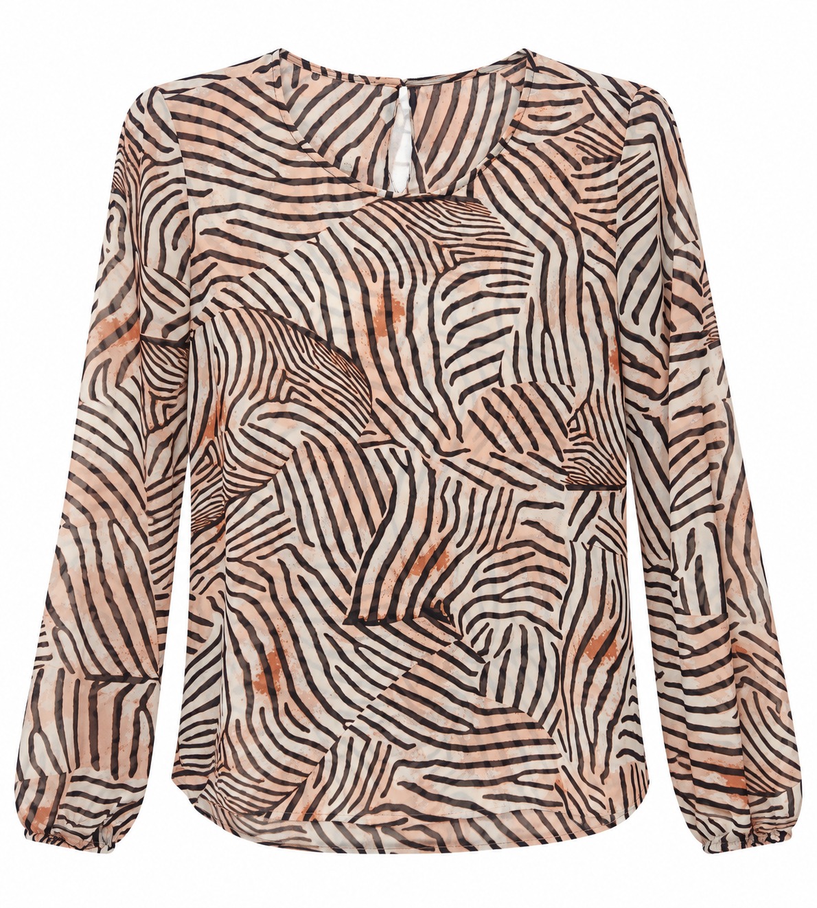 Blusa de trazos abstractos en marfil