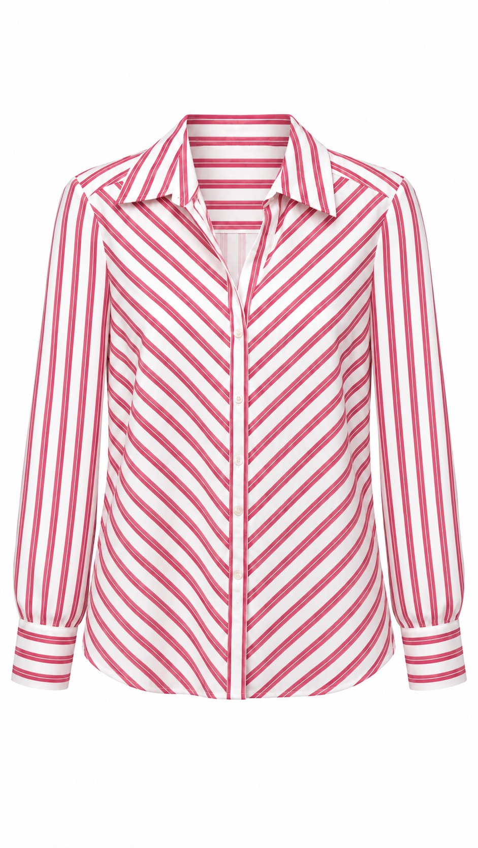Camisa rosa de rayas diagonales