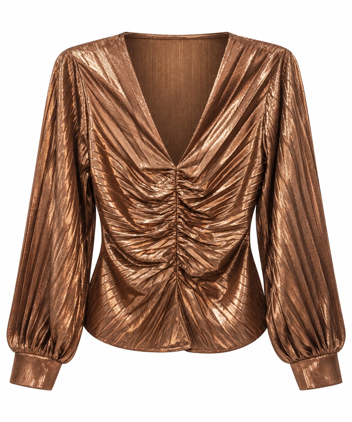 Blusa bronce con fruncido frontal