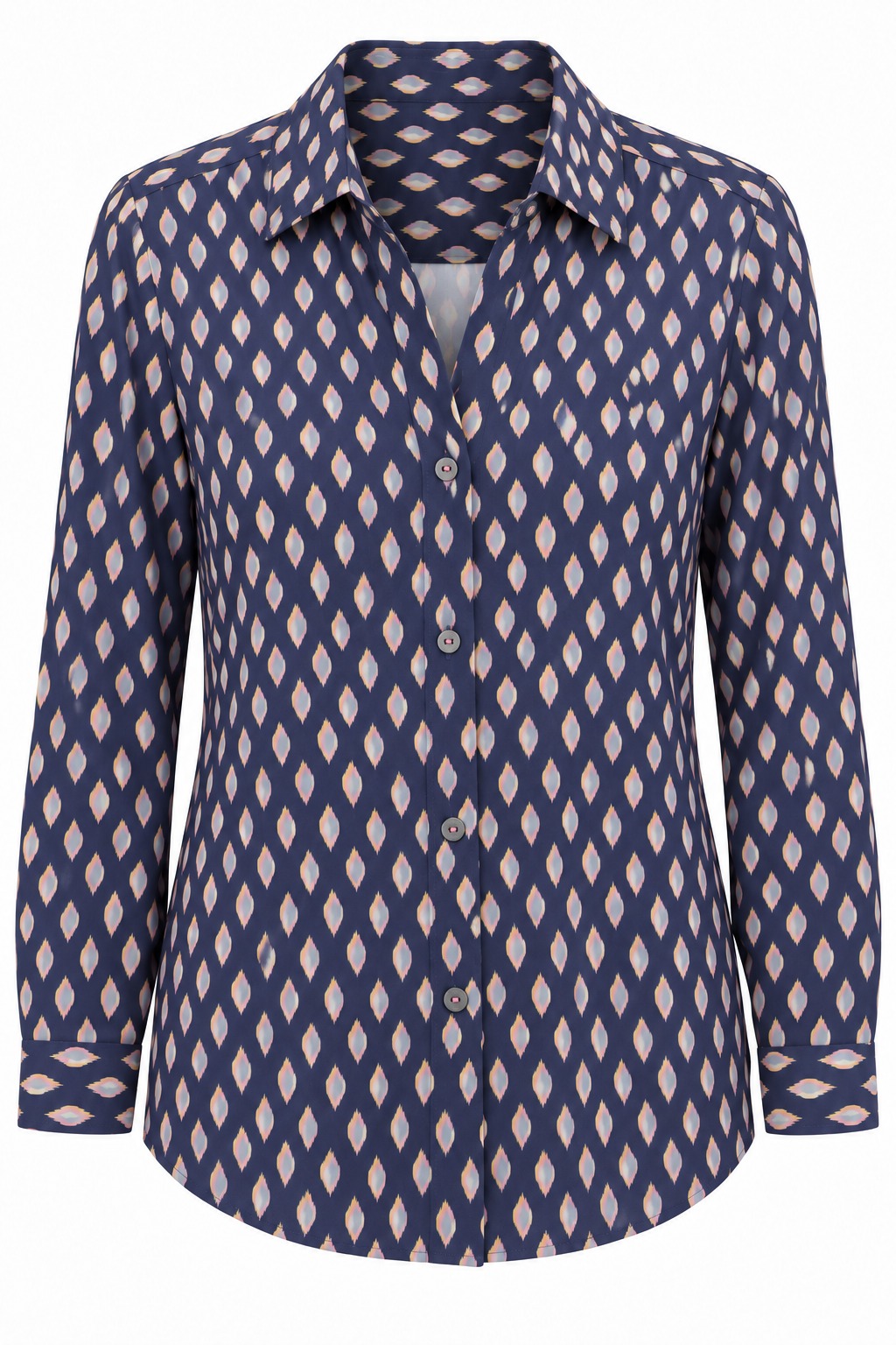 Camisa azul marino de rombos pastel