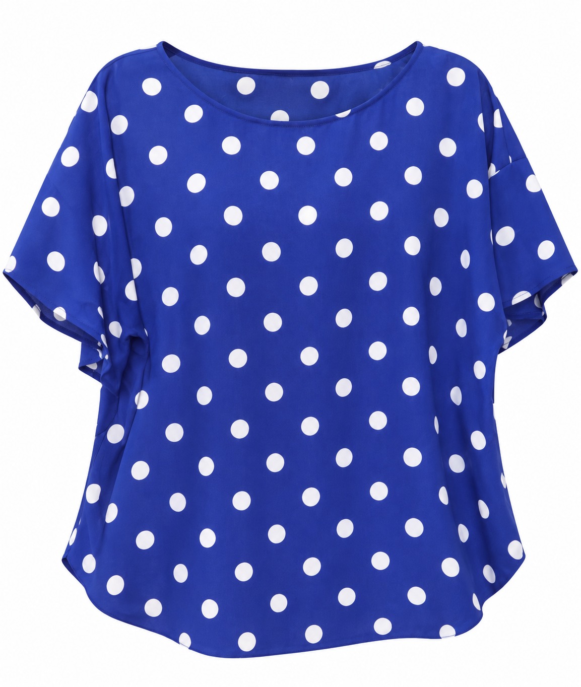 Blusa azul de lunares blancos