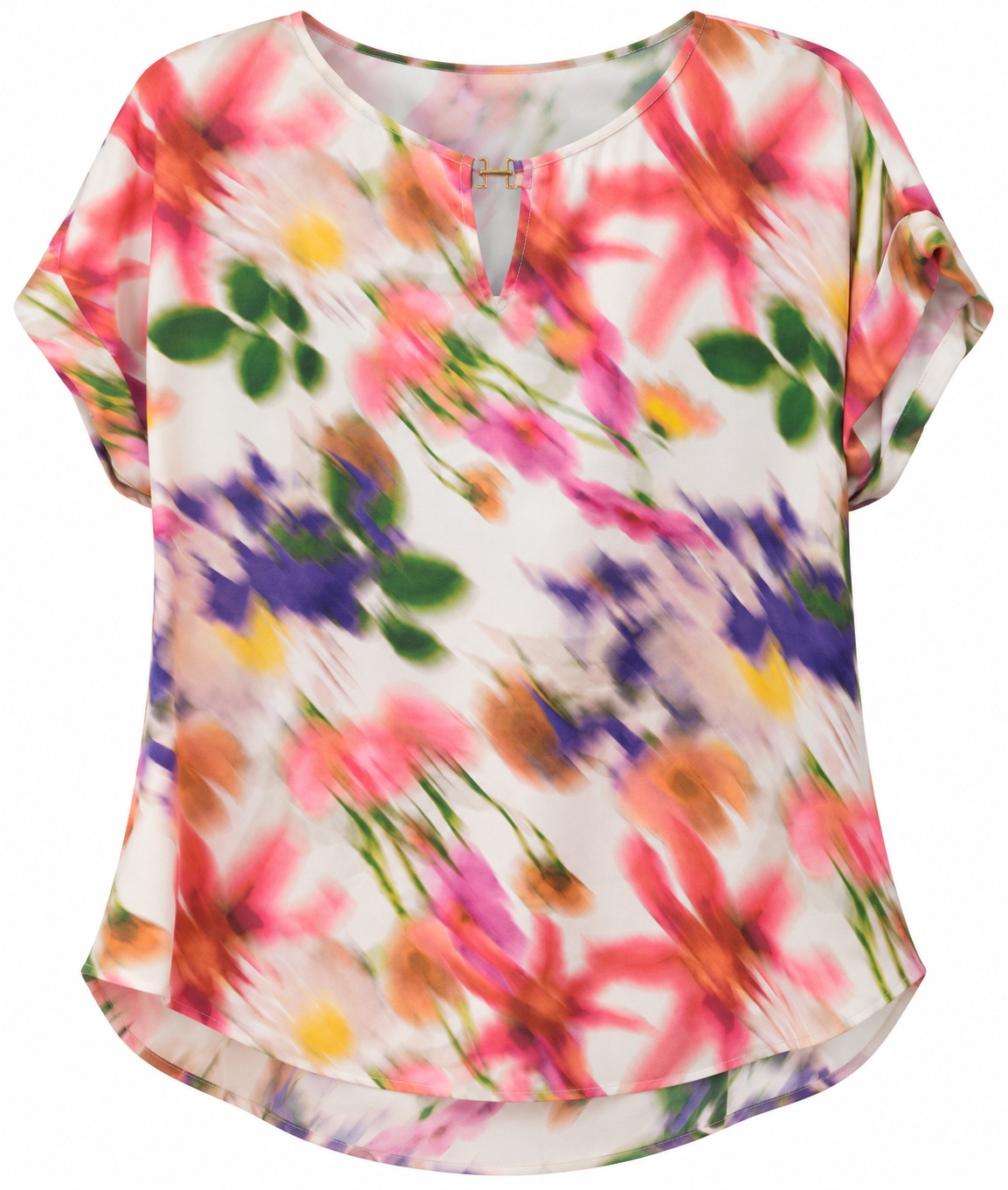 Blusa floral con detalle dorado en el escote
