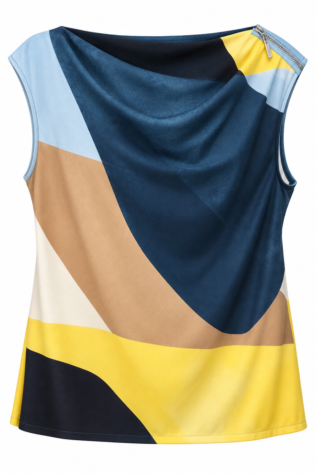 Blusa abstracta con cremallera en el hombro