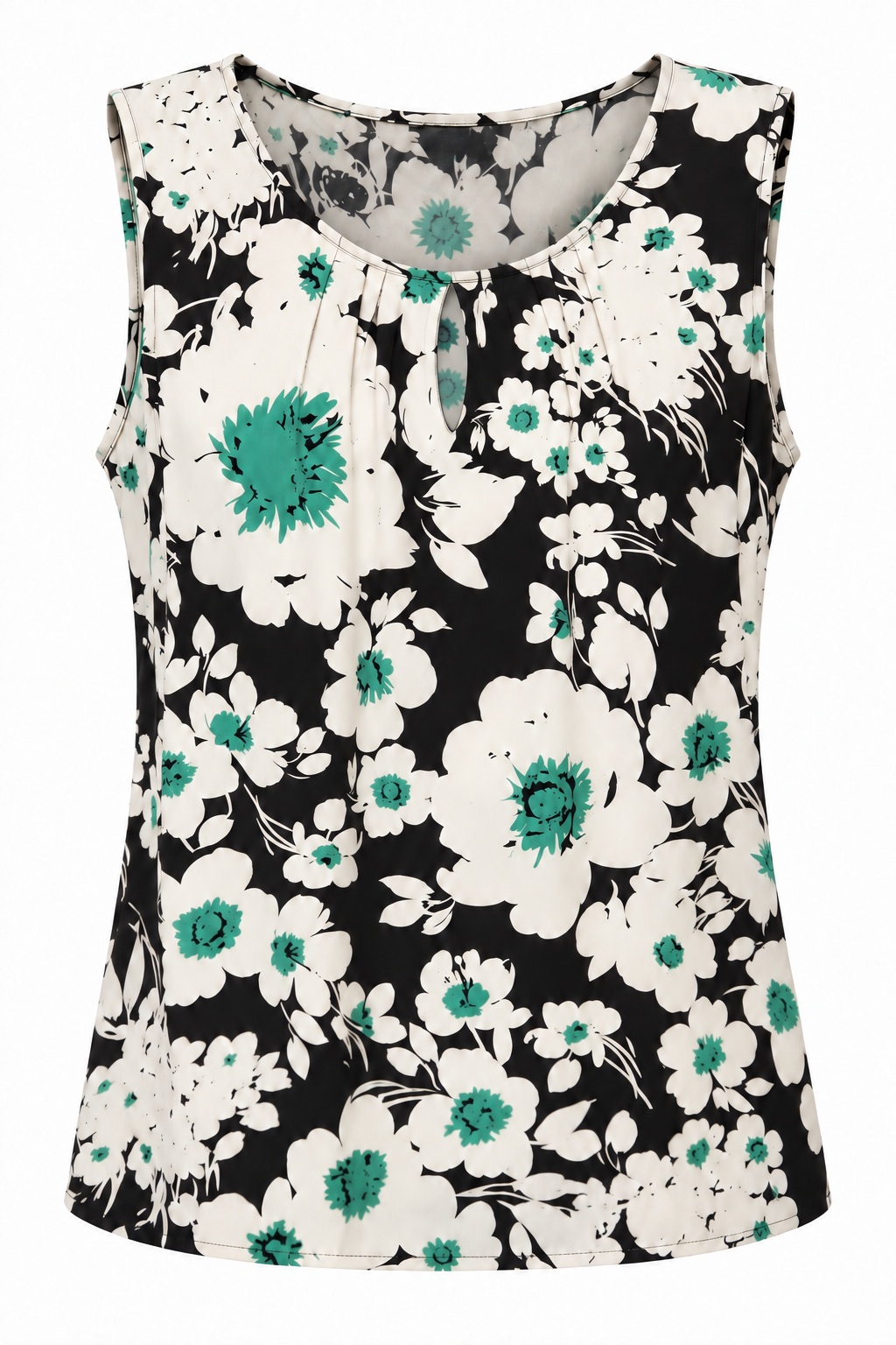 Blusa floral con abertura en el escote