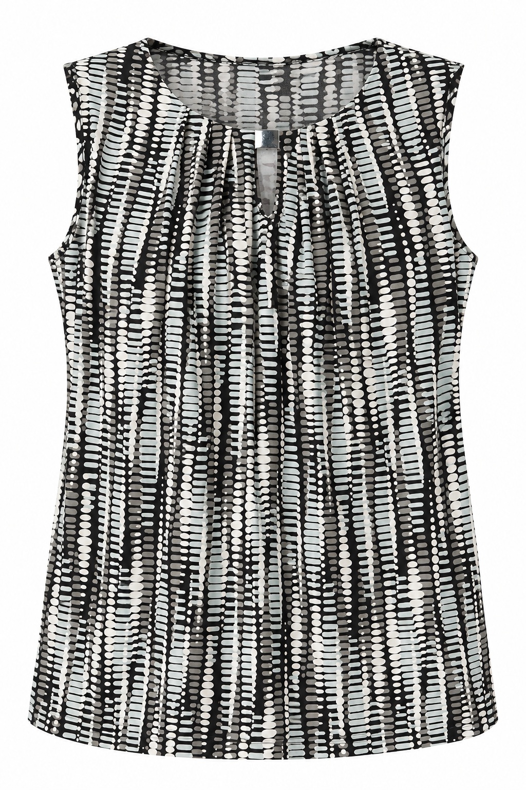 Blusa geométrica con detalle plateado en el escote