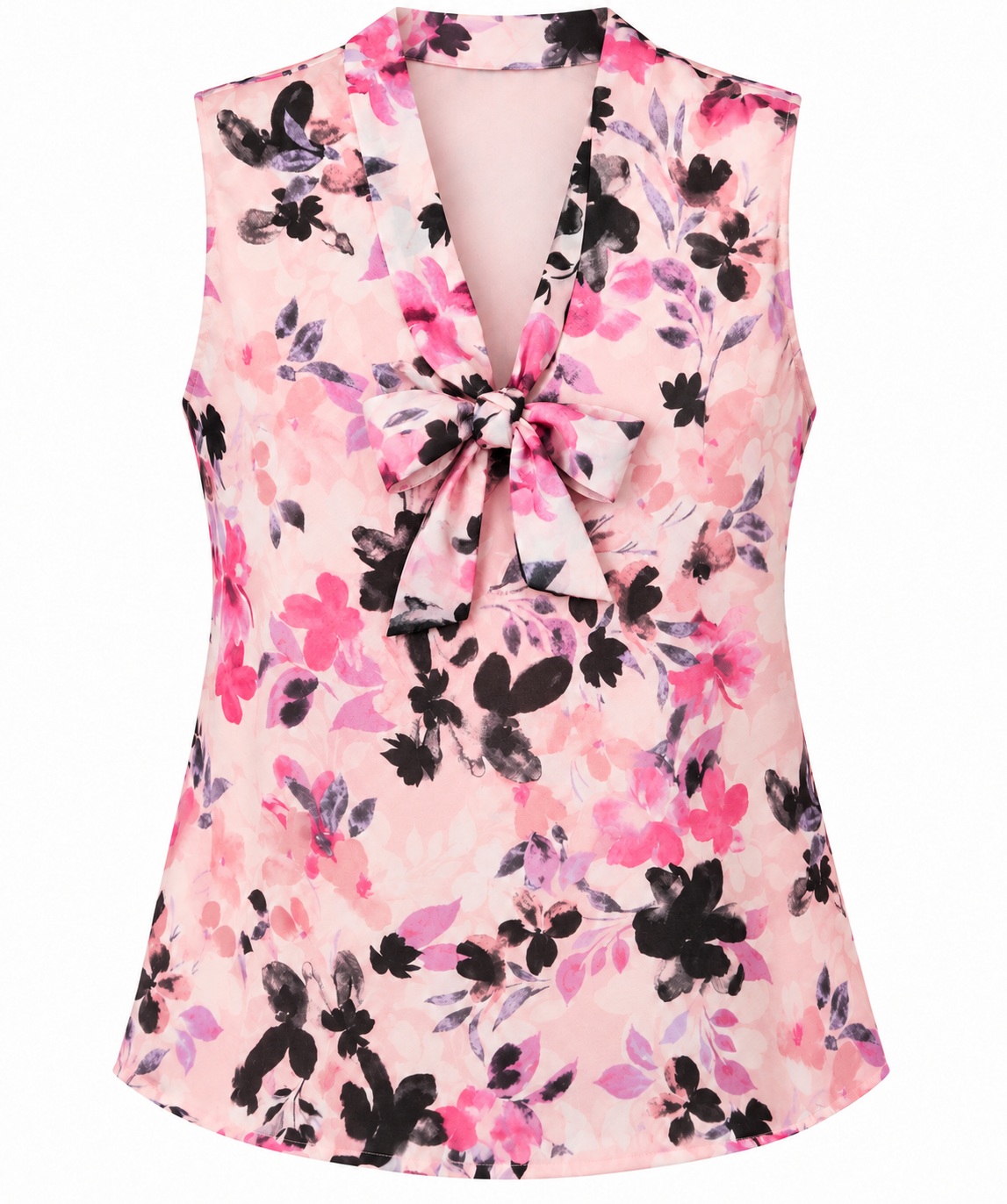 Blusa floral con lazo en el escote