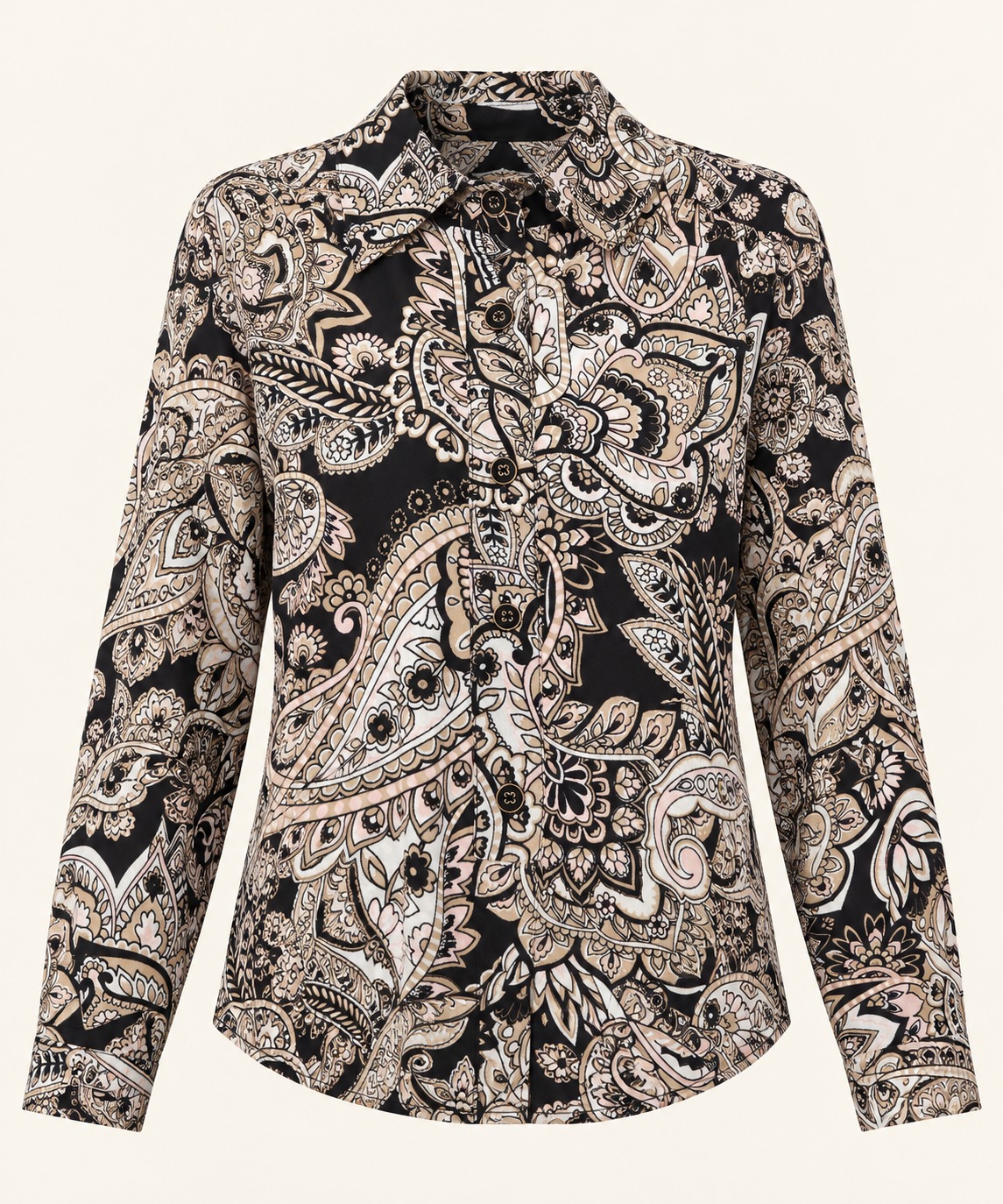 Camisa paisley negra y marfil