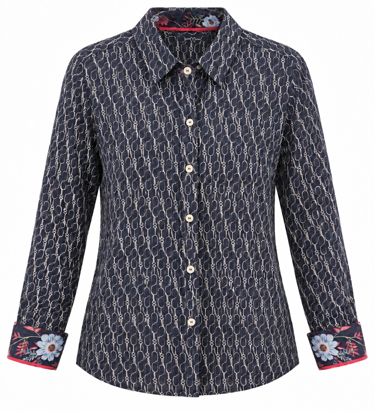 Camisa de cadenas con puños florales