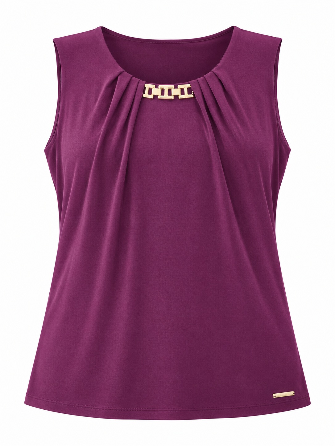 Blusa ciruela sin mangas con detalle dorado — Ciruela