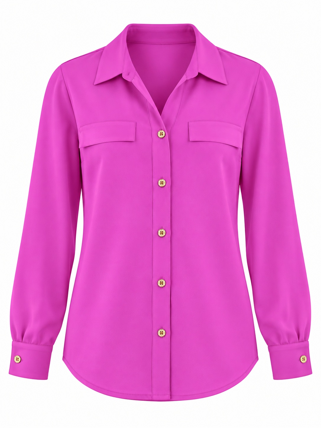 Camisa rosa con botones dorados — Rosa intenso
