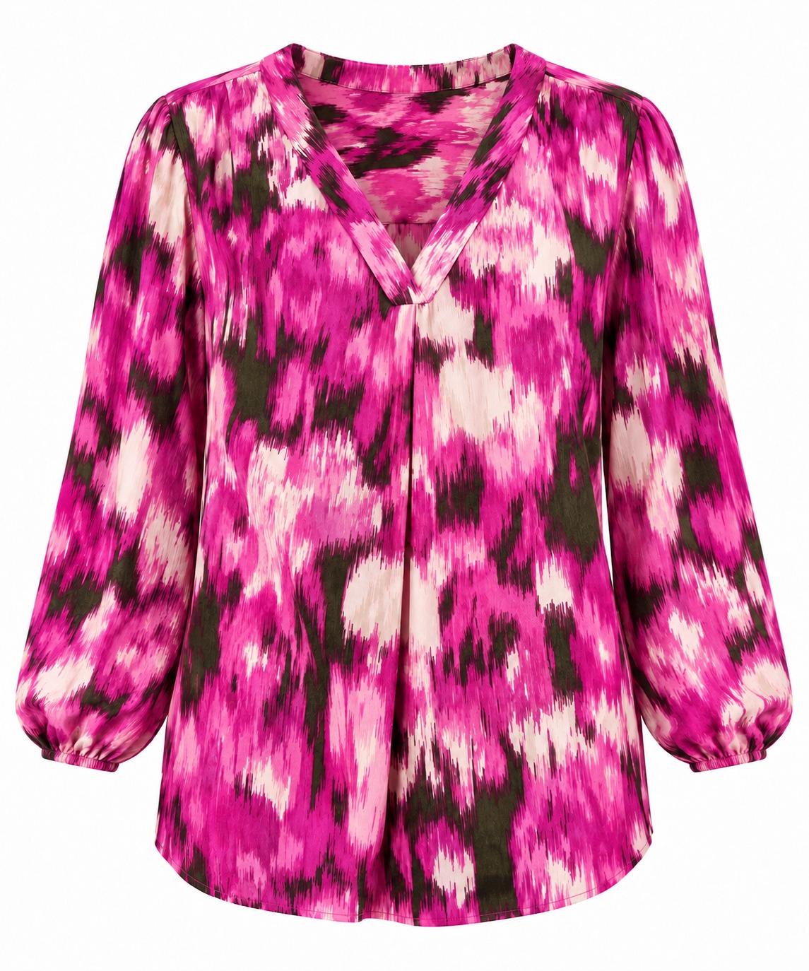 Blusa ikat fucsia y marfil