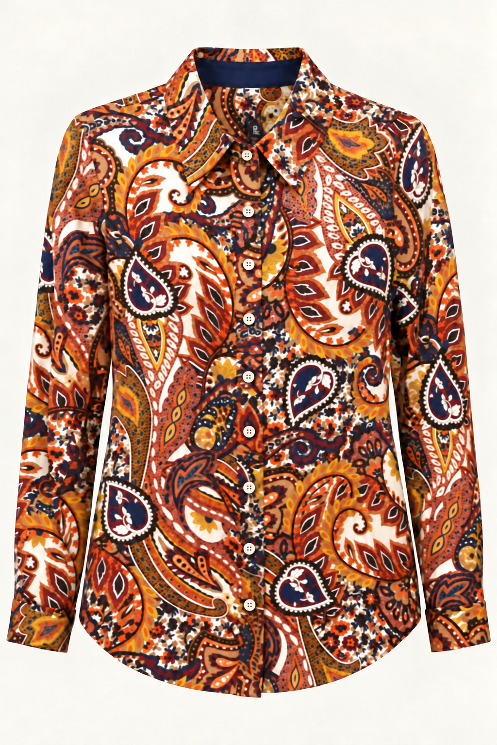 Camisa paisley en tonos cálidos