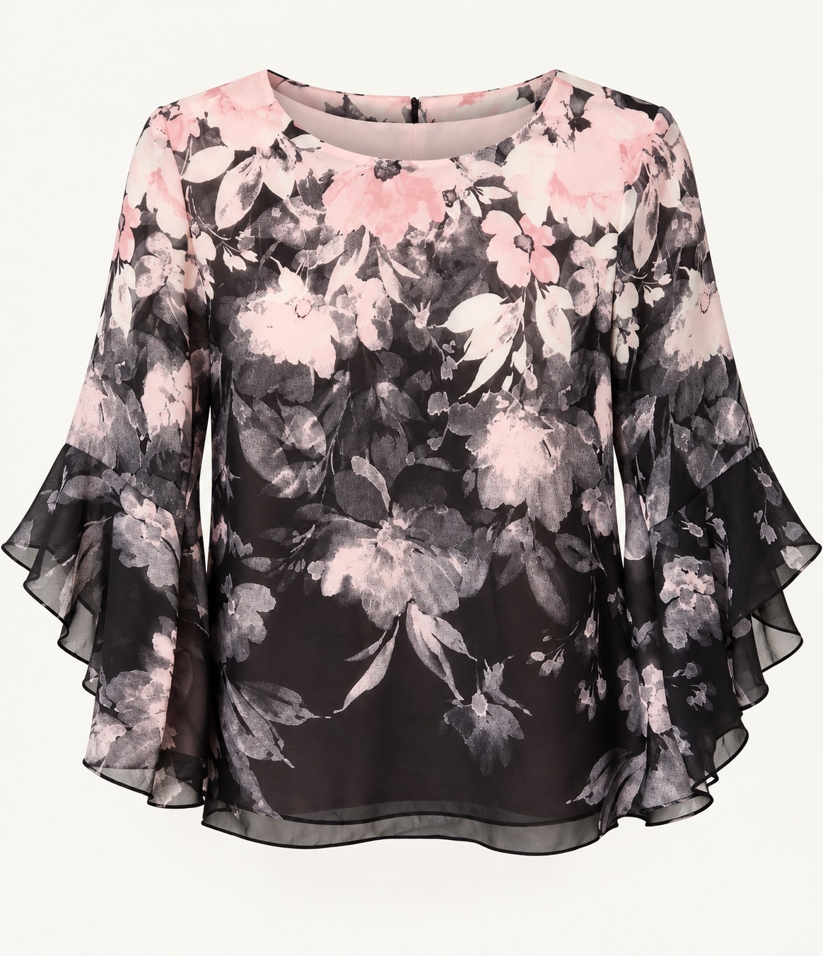 Blusa floral degradada con volantes
