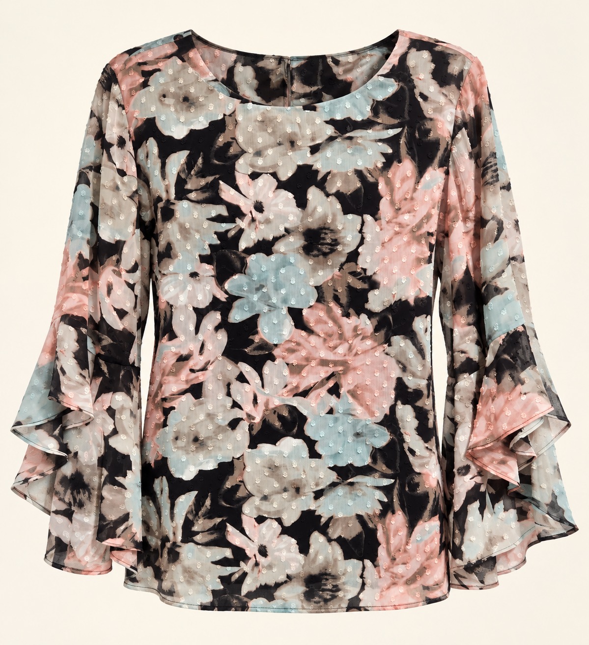 Blusa floral pastel con textura