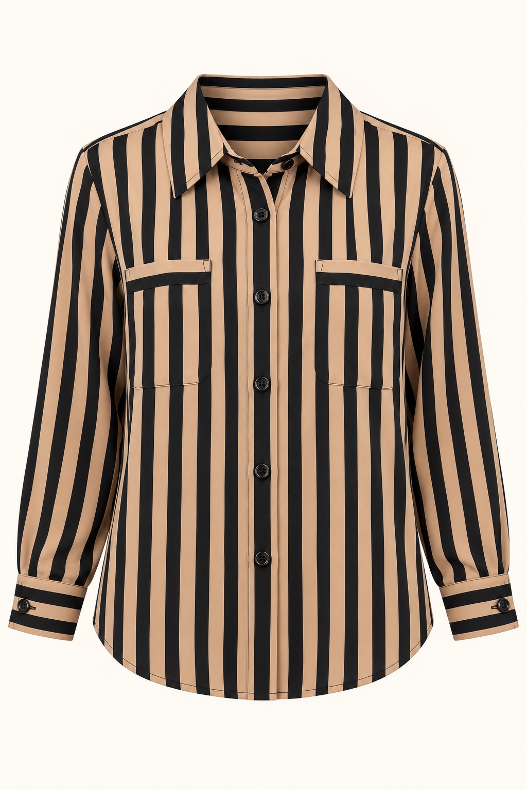 Blusa de rayas camel y negro