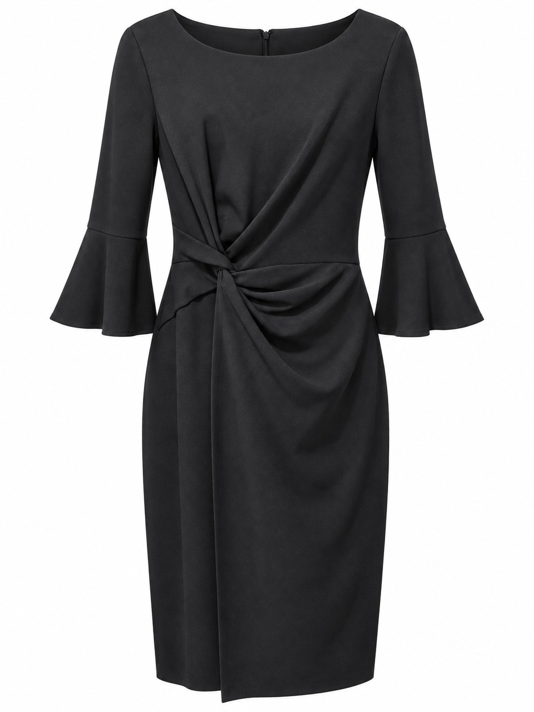 Vestido con lazo lateral y mangas acampanadas — Negro