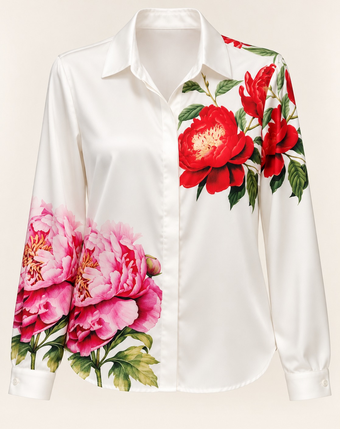 Camisa blanca con peonías
