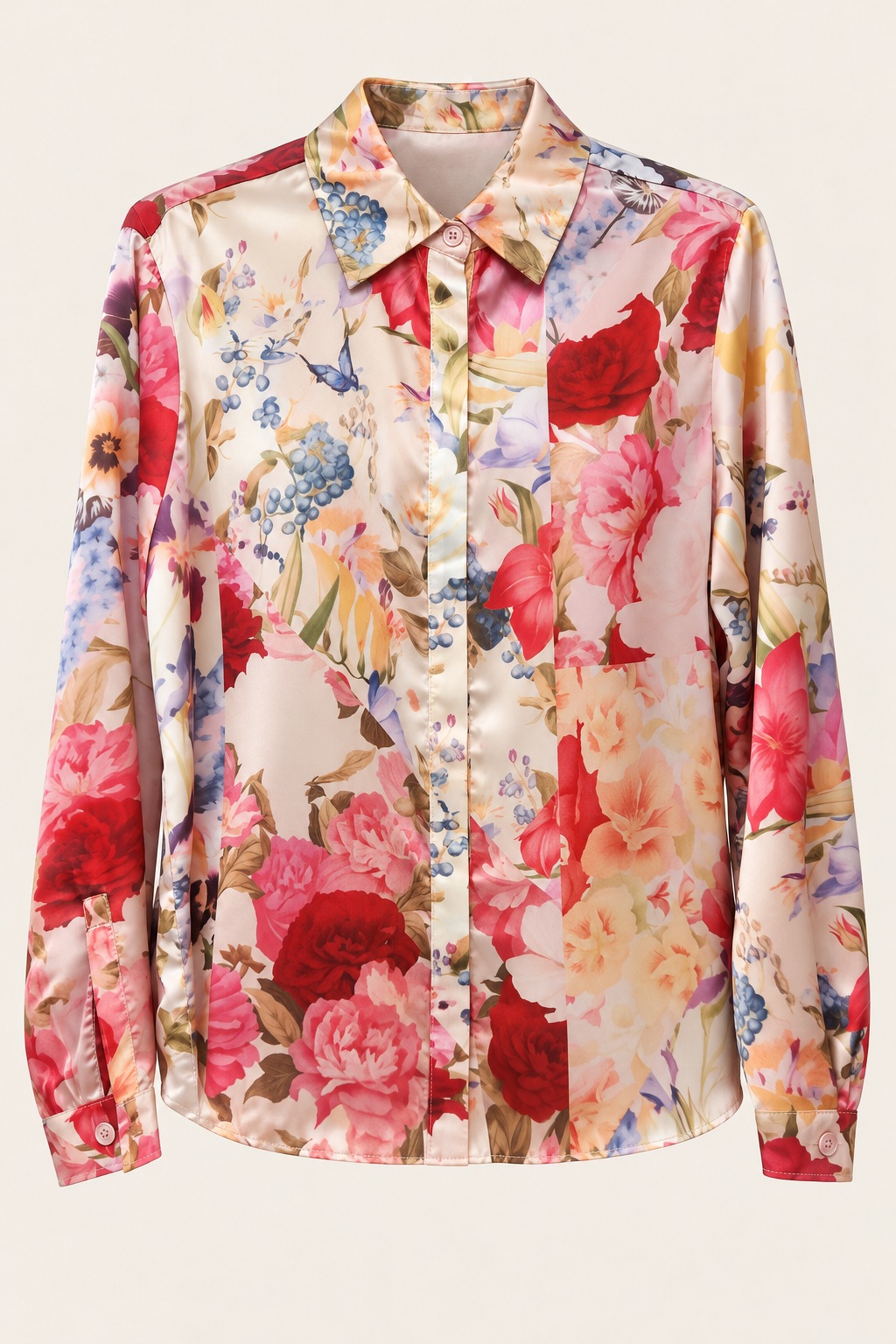 Camisa satinada de rosas