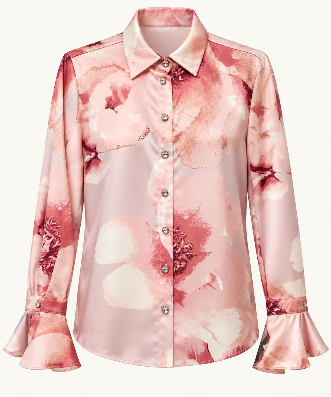 Camisa floral con botones de cristal