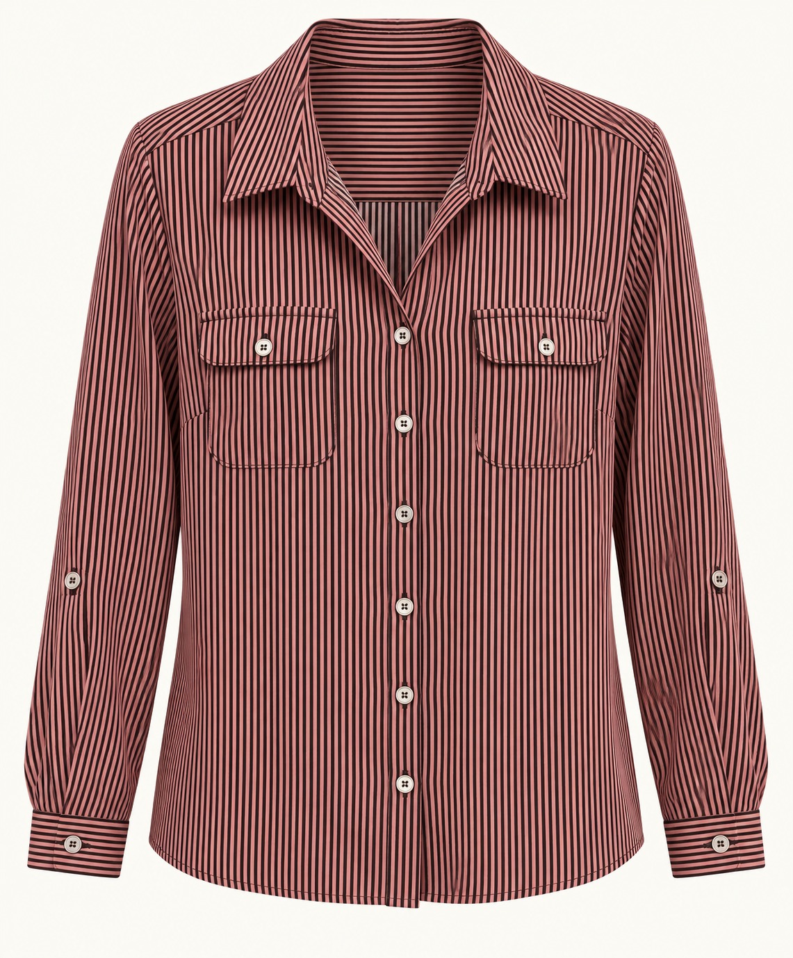 Blusa de rayas rosa y negro