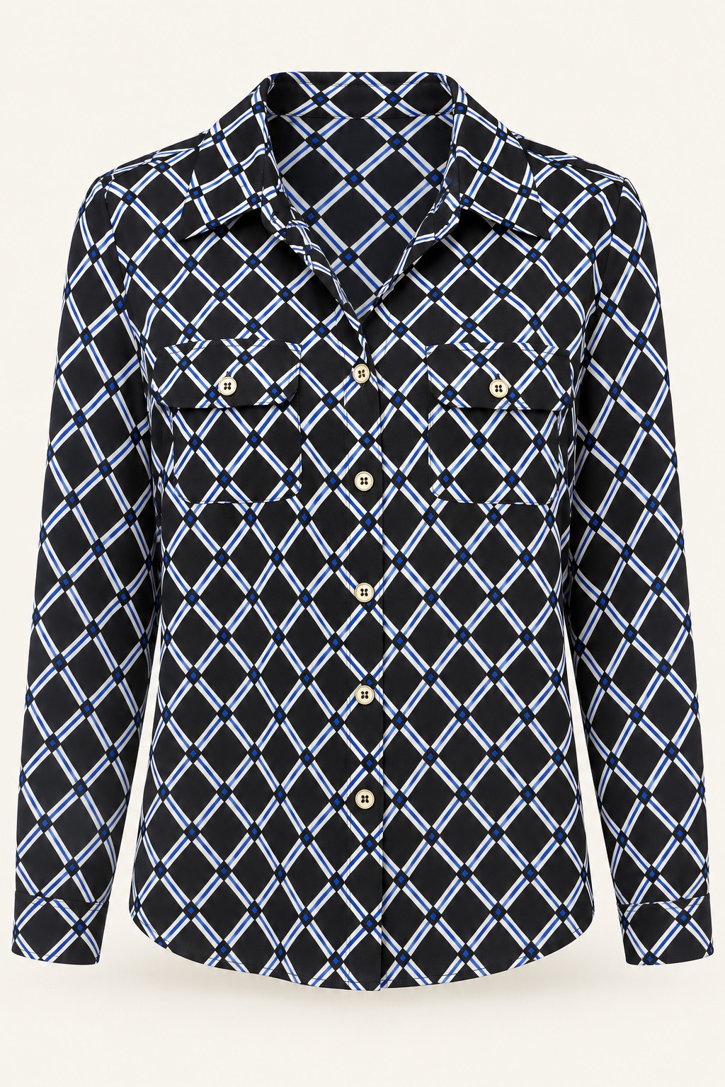 Camisa azul marino de rombos