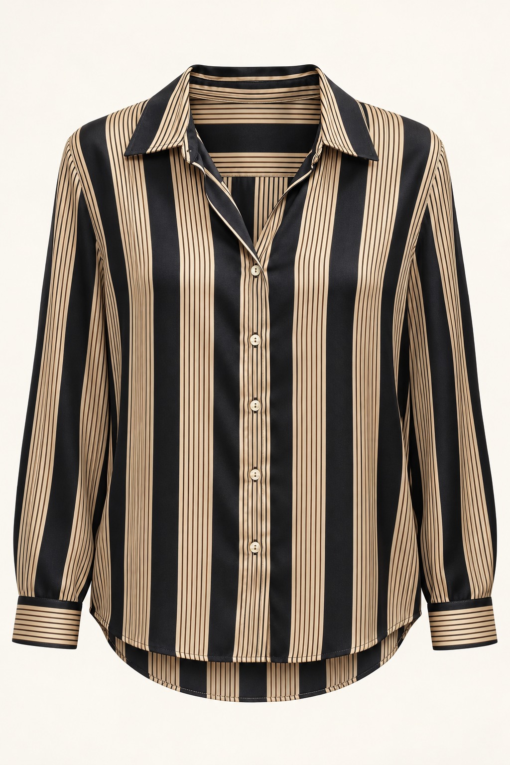 Blusa de rayas beige y negro