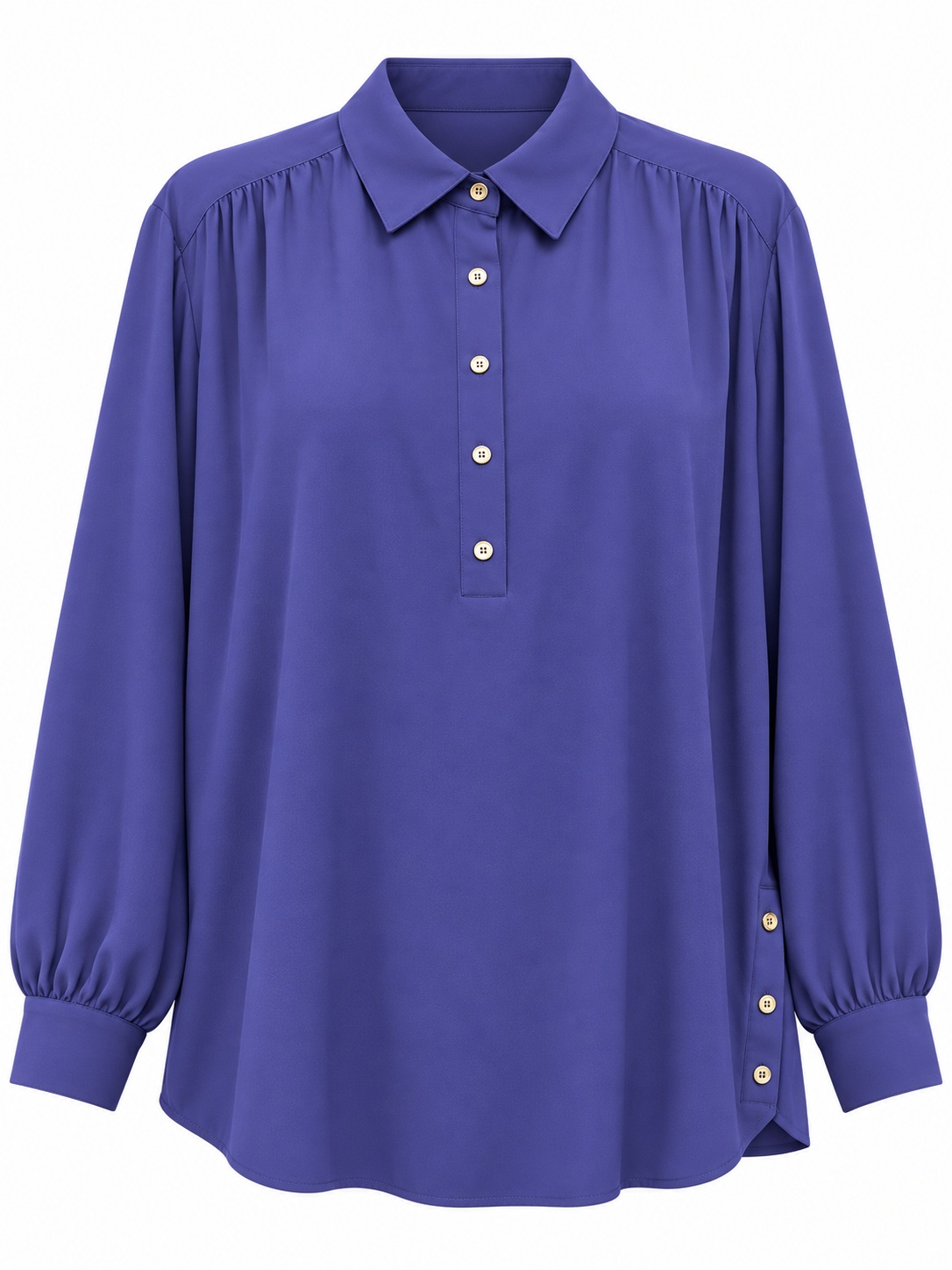 Blusa azul violeta con botones dorados — Azul