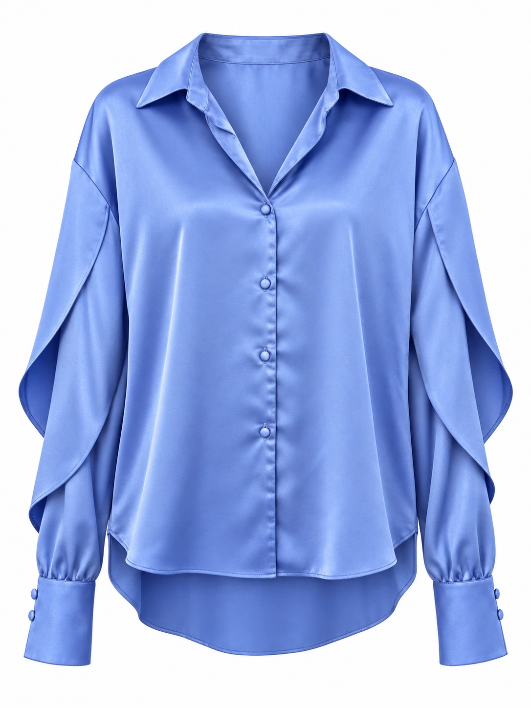 Blusa satinada azul pervinca — Azul