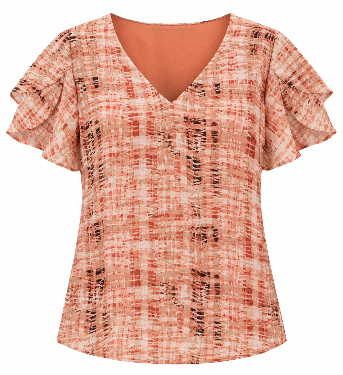 Blusa coral de textura estampada — Coral
