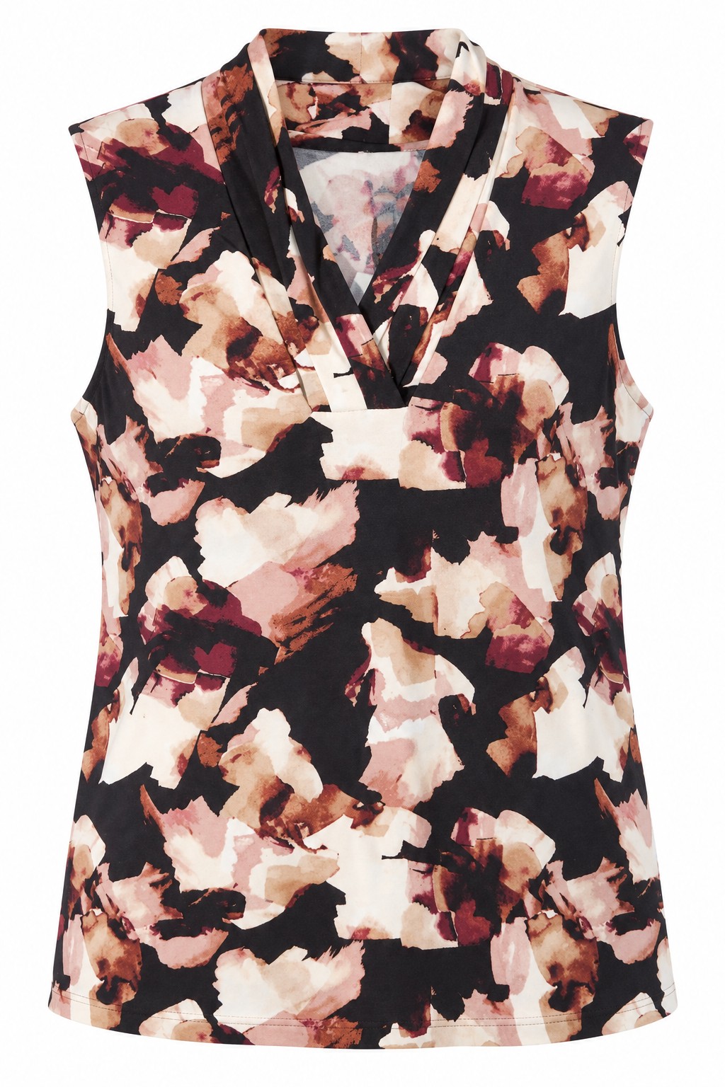 Blusa floral con escote en V — Negro floral