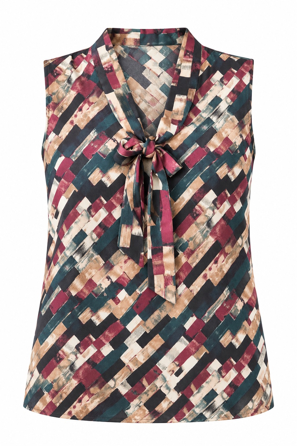 Blusa geométrica con lazo — Multicolor geométrico
