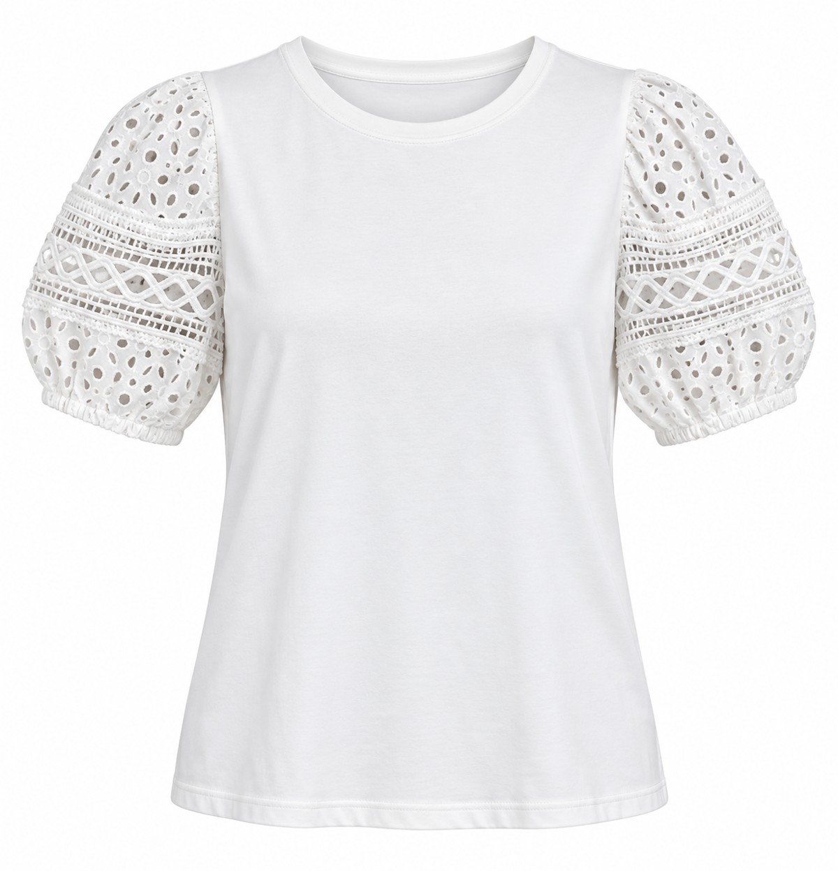 Blusa blanca con mangas caladas — Marfil