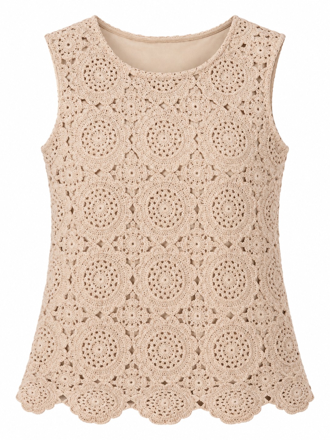 Blusa beige de crochet — Beige