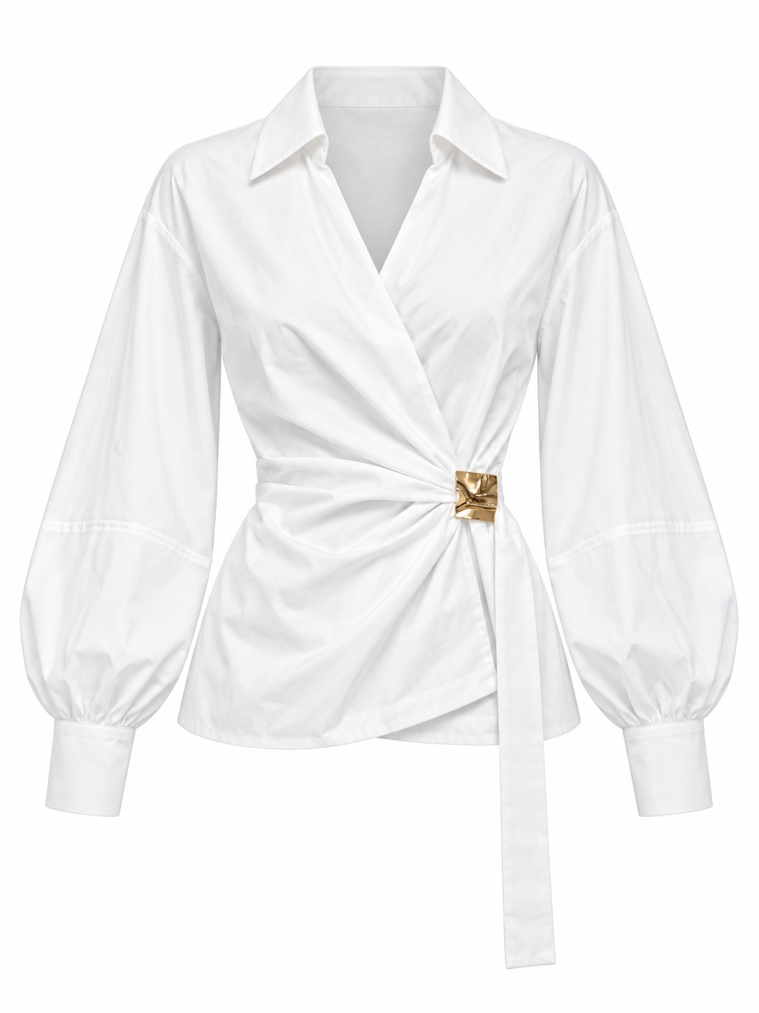Camisa cruzada con hebilla dorada — Marfil
