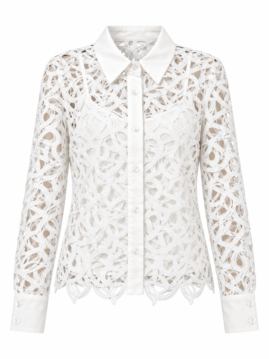 Camisa blanca de encaje — Marfil