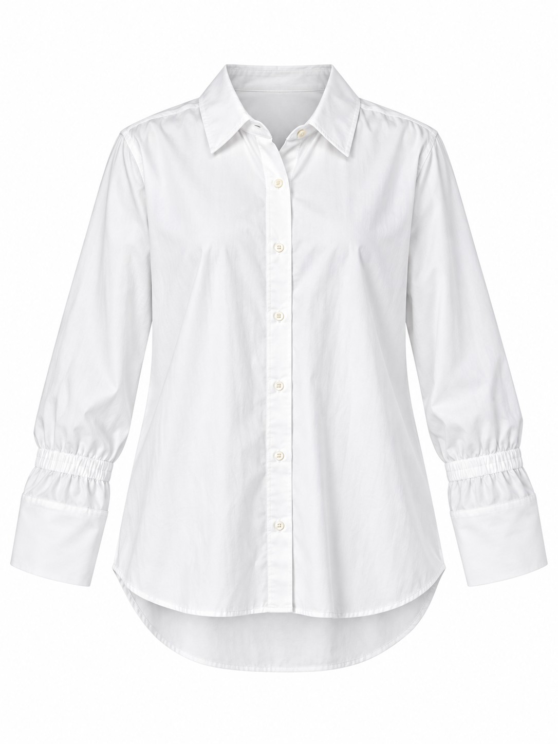 Camisa blanca con puños fruncidos — Marfil