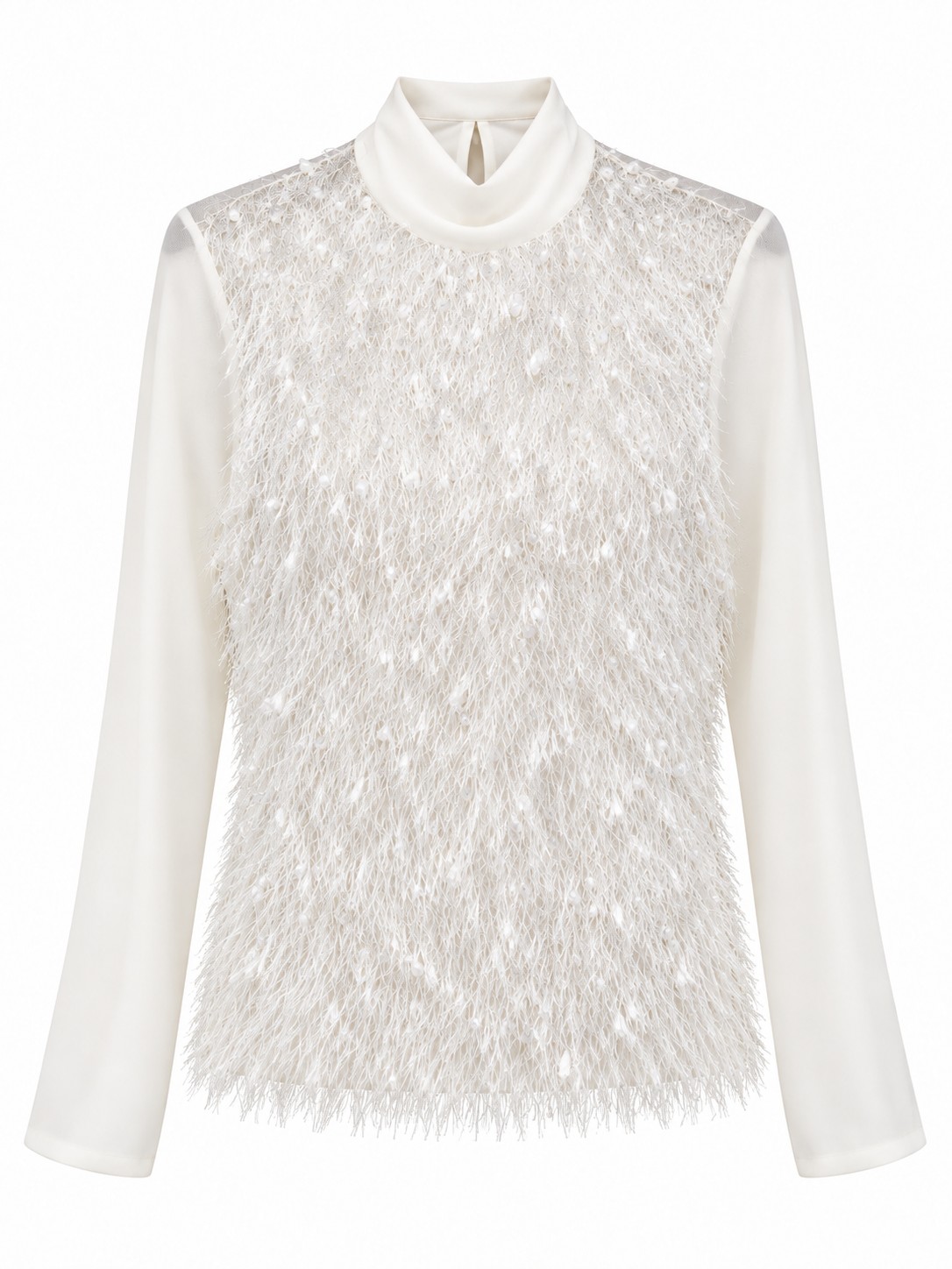 Blusa marfil con flecos — Marfil