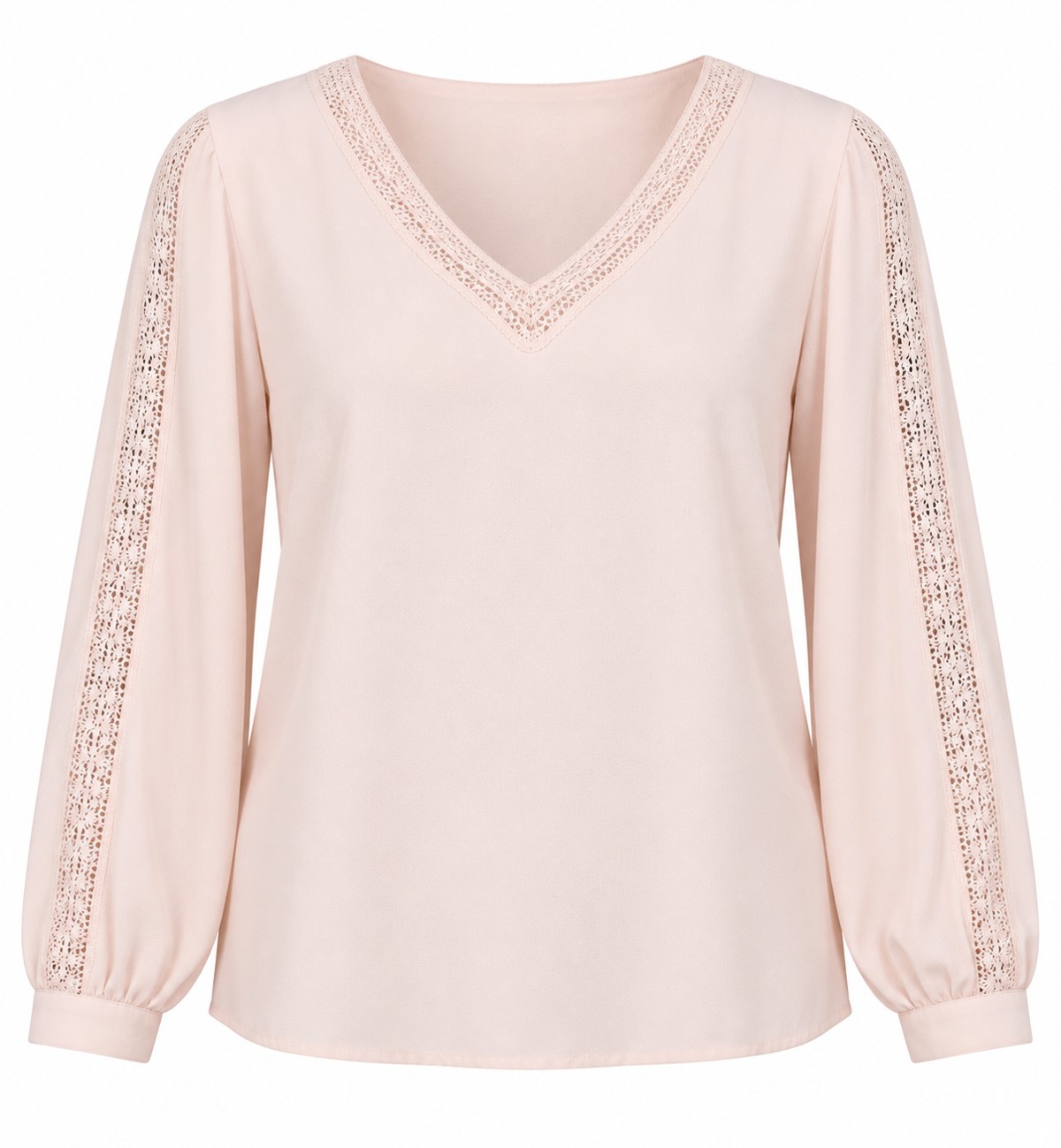 Blusa rosa con ribetes de encaje — Rosa claro
