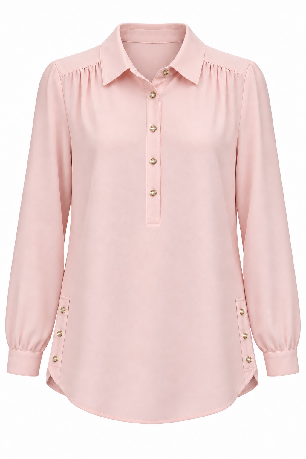 Camisa rosa con botones laterales — Rosa