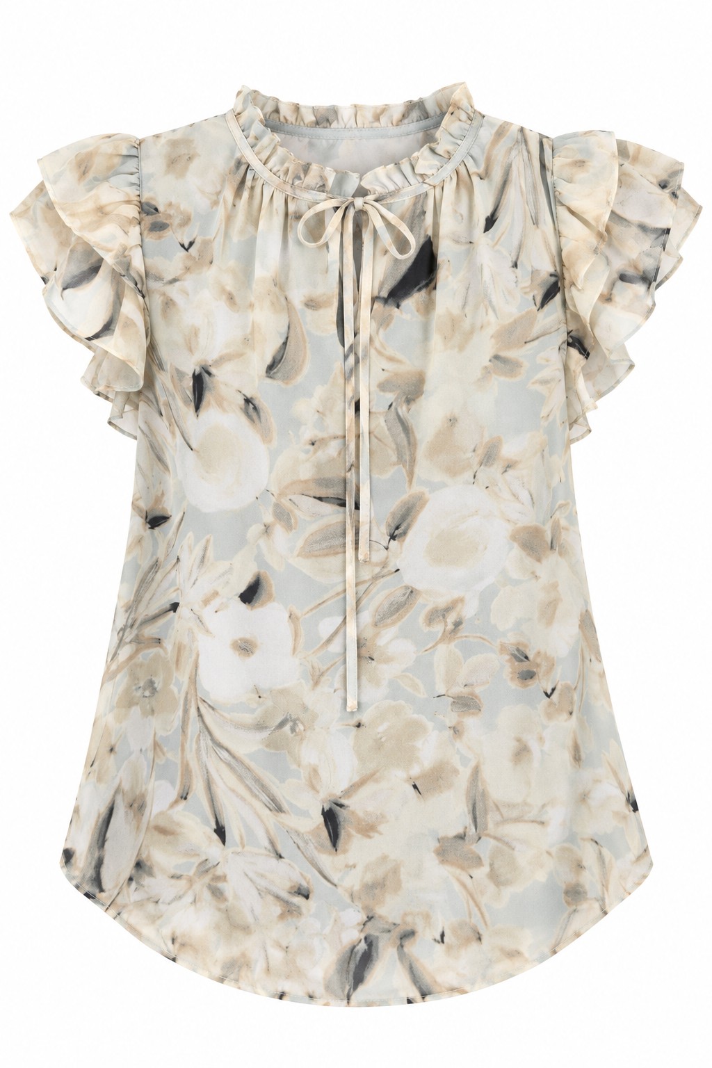 Blusa floral marfil con volantes — Marfil floral