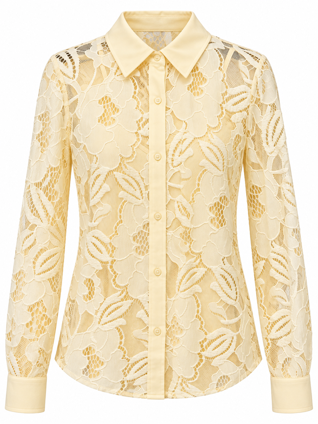 Camisa de encaje amarillo pálido — Amarillo pálido