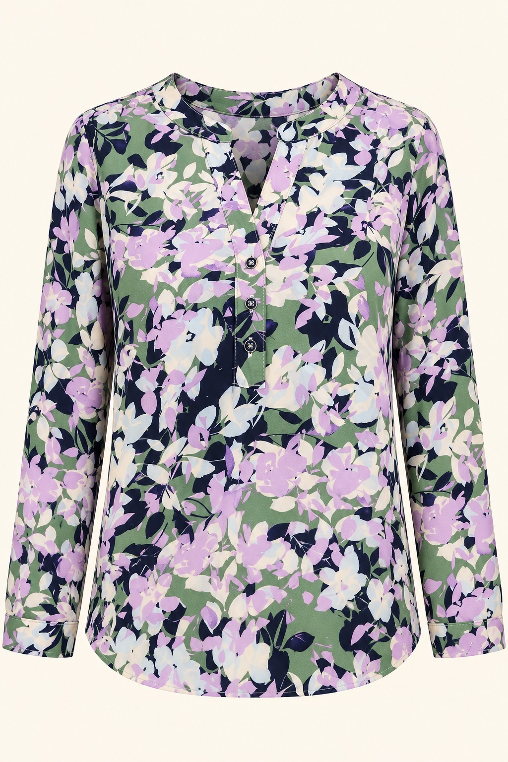 Blusa floral malva y verde