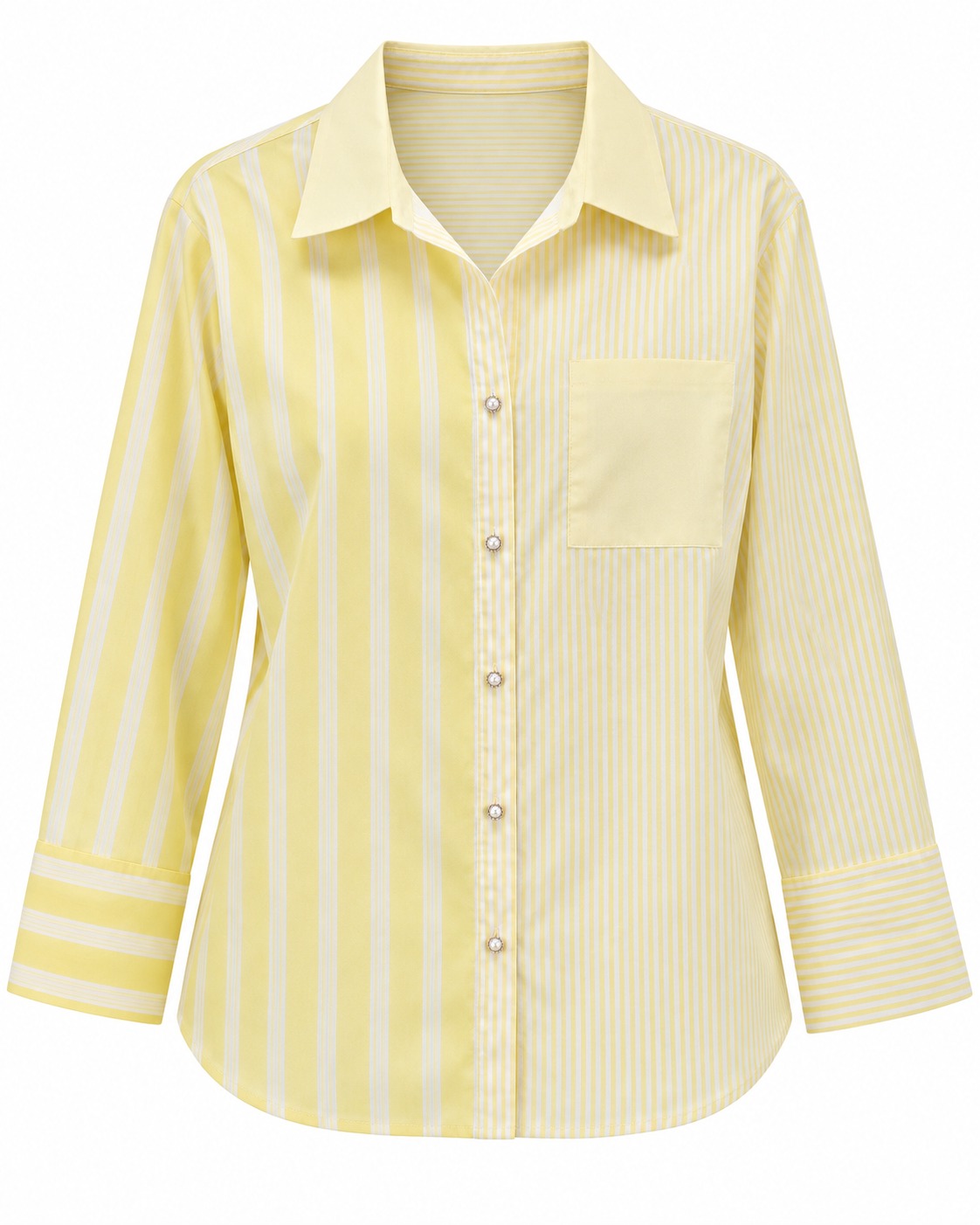 Camisa amarilla de rayas combinadas