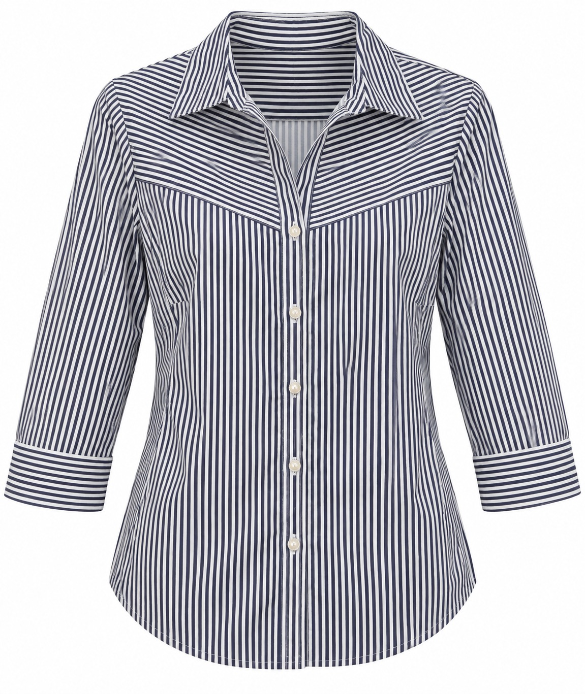 Camisa de rayas con canesú diagonal